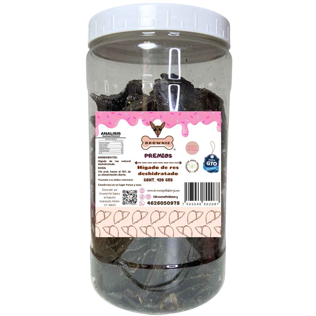 Hígado de Res Deshidratado Premium para Perros | Snack 100% Natural Alto en Hierro | Brownie