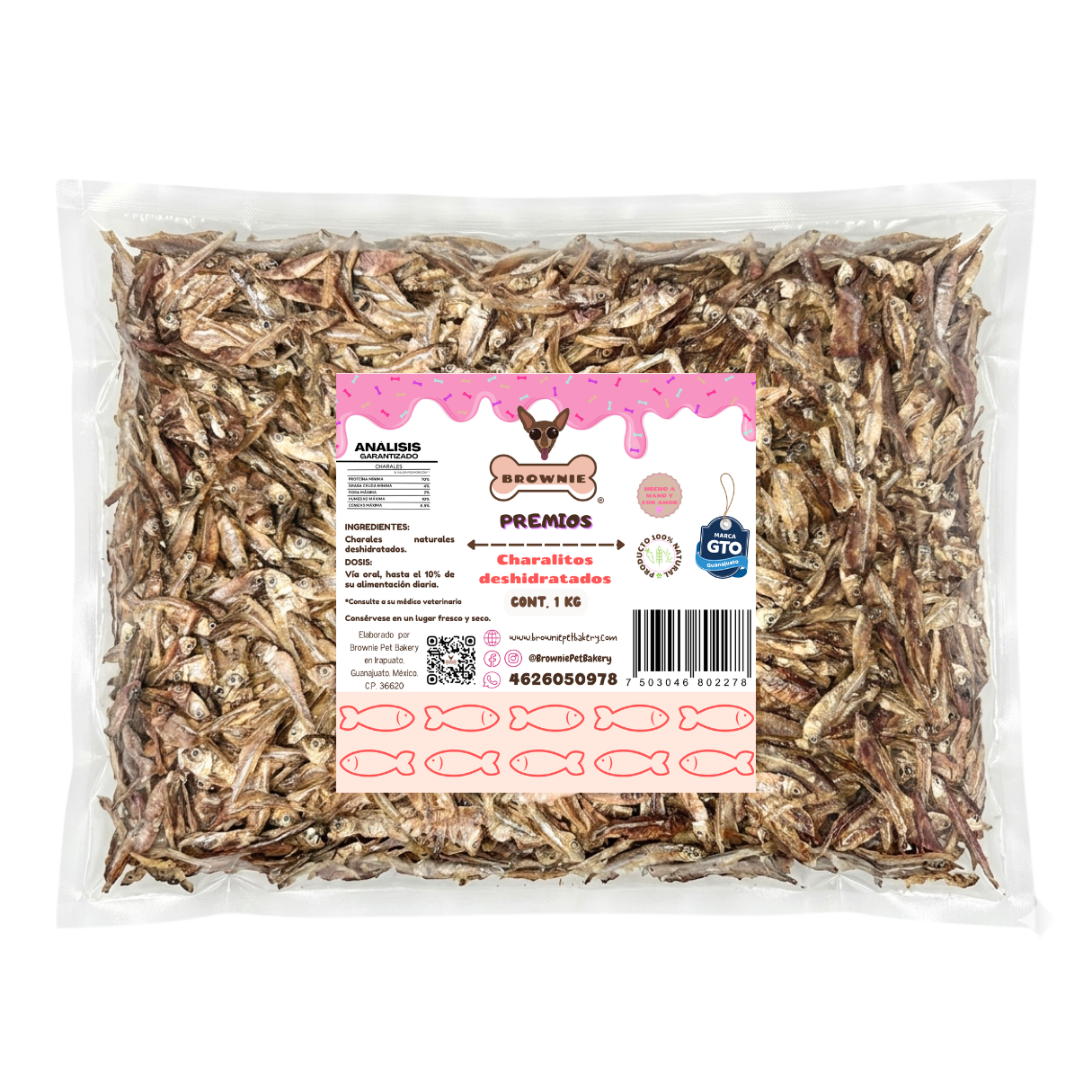 Charales Deshidratados Premium para Perros y Gatos | Snack Natural Rico en Omega 3 | Brownie