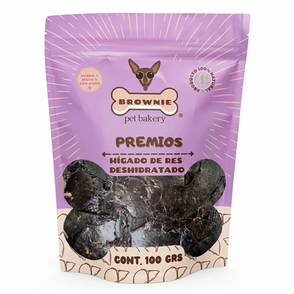 Hígado de Res Deshidratado Premium para Perros | Snack 100% Natural Alto en Hierro | Brownie