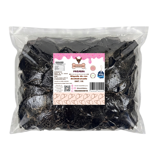 Hígado de Res Deshidratado Premium para Perros | Snack 100% Natural Alto en Hierro | Brownie