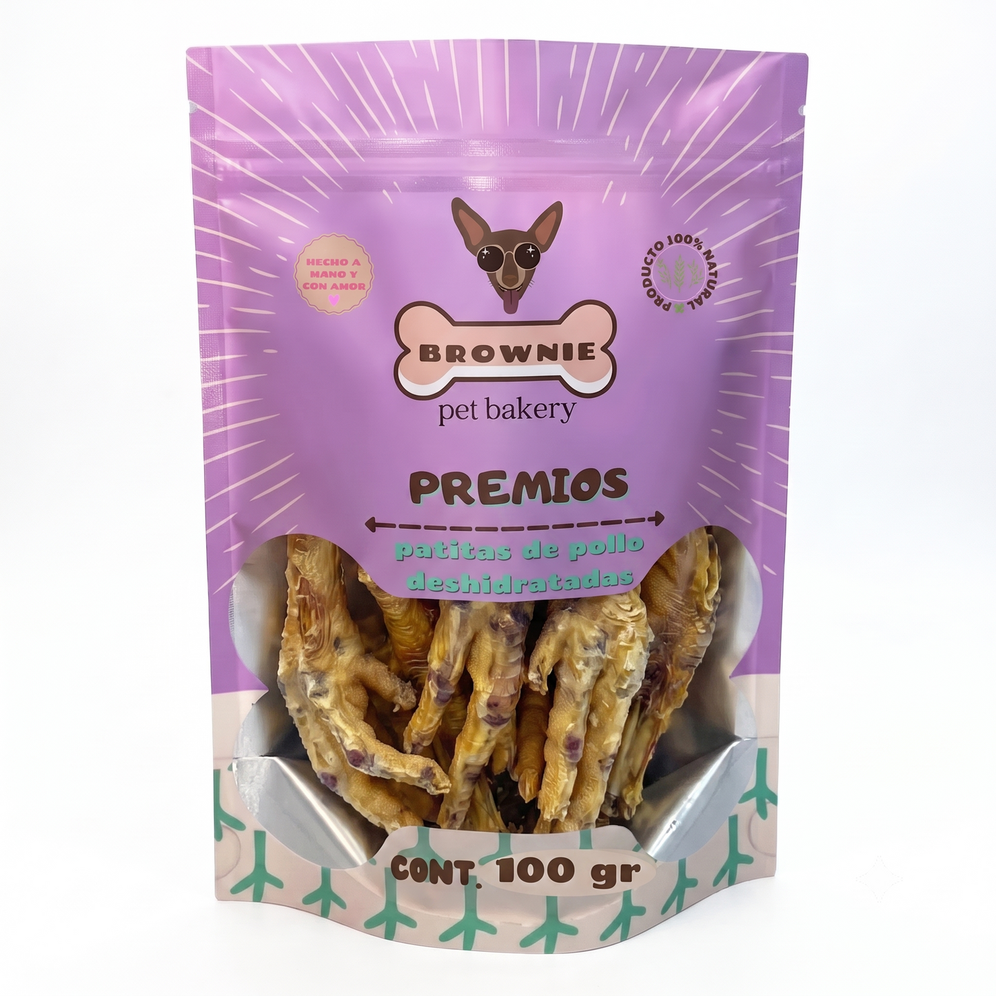 Patitas de Pollo Deshidratadas Premium para Perros | Snack Natural con Colágeno para Articulaciones | Brownie