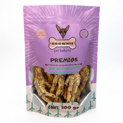 Patitas de Pollo Deshidratadas Premium para Perros | Snack Natural con Colágeno para Articulaciones | Brownie