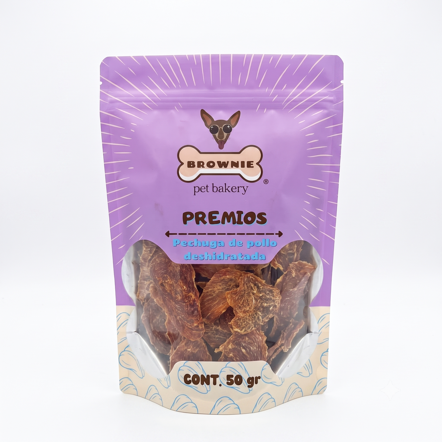 Pechuga de Pollo Deshidratada Premium para Perros | Snack Natural 100% Grado Humano | Brownie