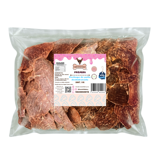 Pechuga de Pollo Deshidratada Premium para Perros | Snack Natural 100% Grado Humano | Brownie