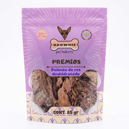 Pulmón de Res Deshidratado para Perros y Gatos | Premio Suave Ideal para Entrenamiento | Brownie