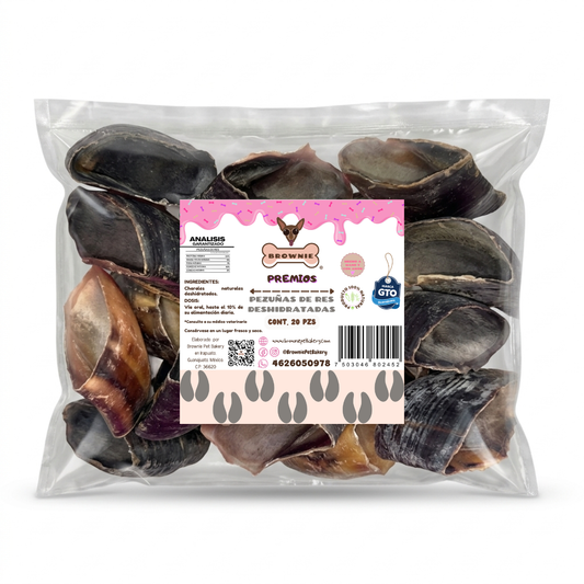 Pezuña de Res Natural para Perros | Snack Masticable de Larga Duración para Control de Ansiedad | Brownie