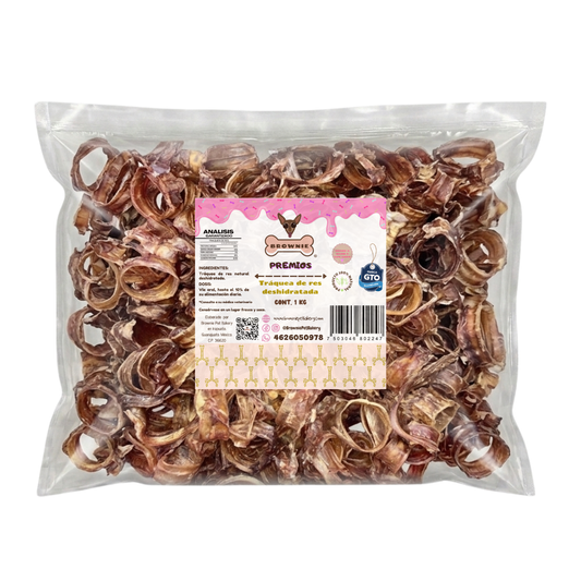 Tráqueas de Res Deshidratadas para Perros | Snack Masticable con Condroitina para Articulaciones | Brownie